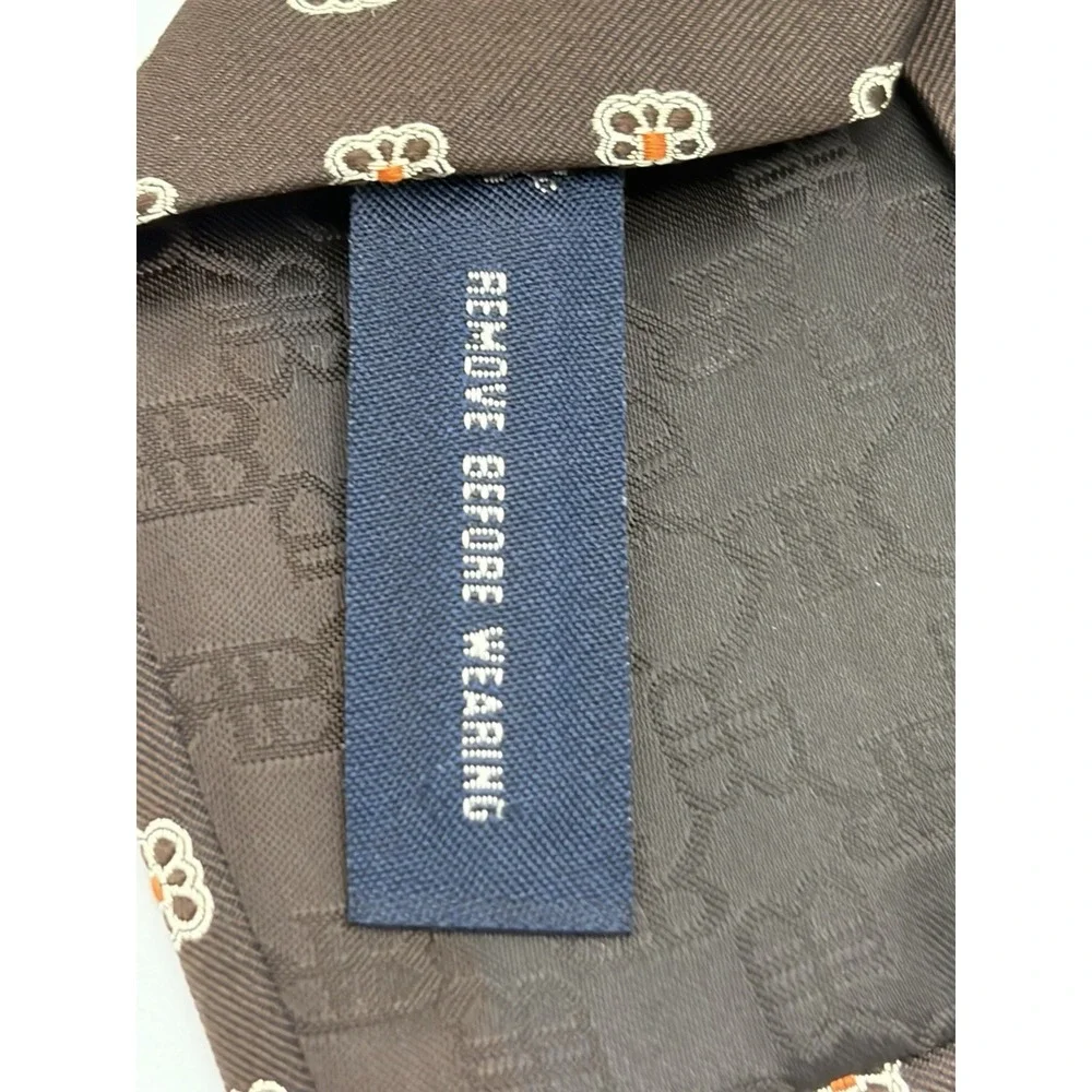 VTG Banana Republic‎ Tie 100% Italian Silk Floral Medallion Brown 56